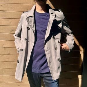 TED BAKER LONDON GREY DOUBLE BREASTED TRENCH COAT - 4